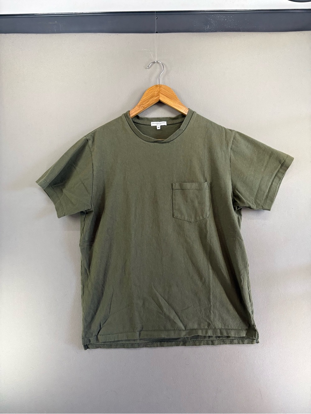 Engineered Garments New York Men T-Shiry Green Size Medium Pocket Cross Crewneck